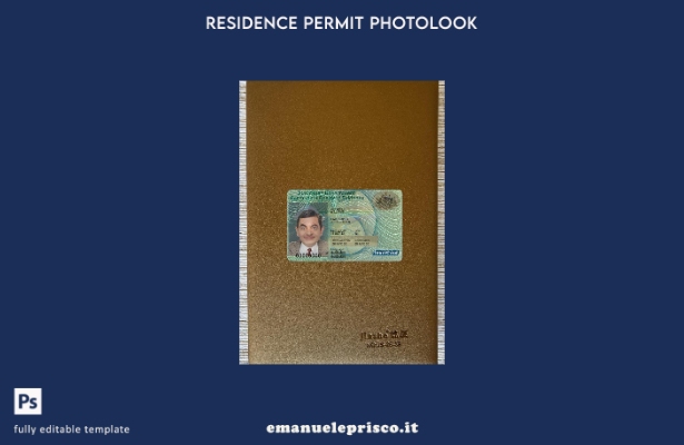 modello FRONTALE photolook per carta di residenza permanente in stile verificato
